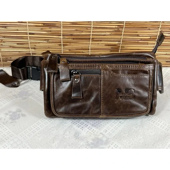 Magic1997 Mens Vintage Leathers Fanny Packs Genuine‎ 6 Pockets Slim Waist