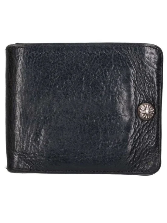 Chrome Hearts 1 Snap Cross Button Leather Wallet
