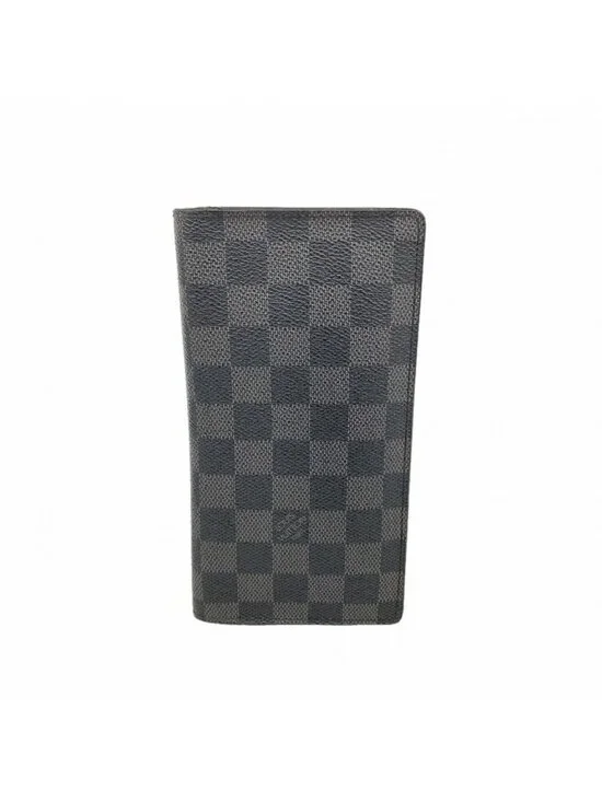 Louis Vuitton Wallet Damier Graphite Portefeuille Brazza Black Gray Vintage