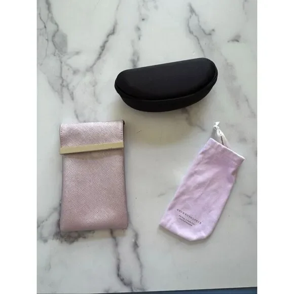 Bundle of 3 eyeglasses cases microfiber magnetic closure pink case Anthropologie