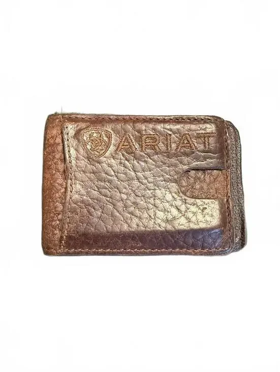 Ariat Brown Leather Bifold Wallet with Money Clip