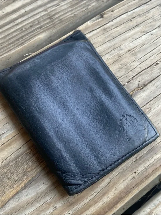 DIOR Vintage Black Leather Wallet with Embossed Monogram!