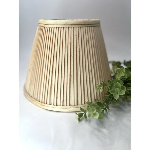 Vintage Pleated Speckled Lamp Shade Bell Shape Cottage Farmhouse Decor