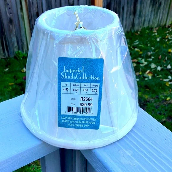 Imperial Shade Collection White Color Fabric & Gold Frame Lampshade 4.5x8.5x6.7