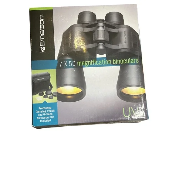 Emerson 7 x 50 Magnification Binoculars, Carrying Case and Accessory Kit Black