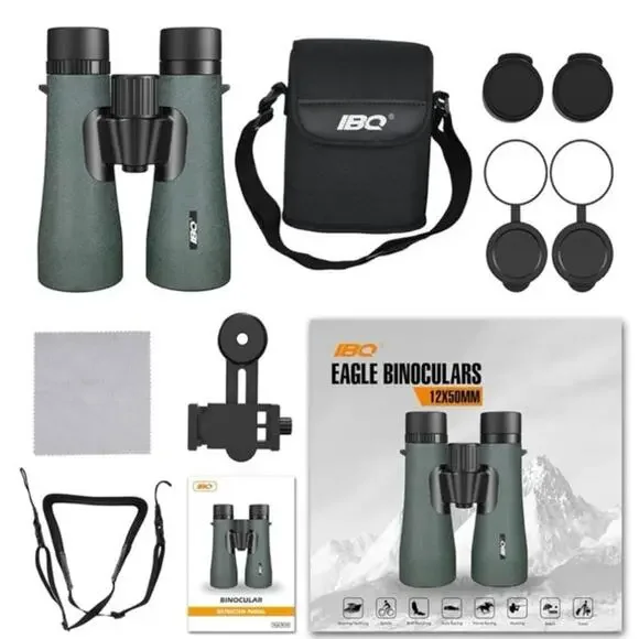 IBQ‎ 12x50 Eagle Binoculars w/ Phone Adapter Waterproof Fogproof Lightweight NEW