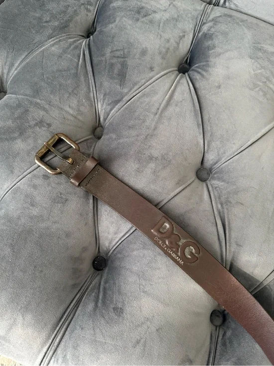 Dolce & Gabbana Men's Dark Brown Leather Logo Belt