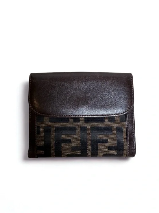 Fendi Brown and Black Logo Continental Wallet