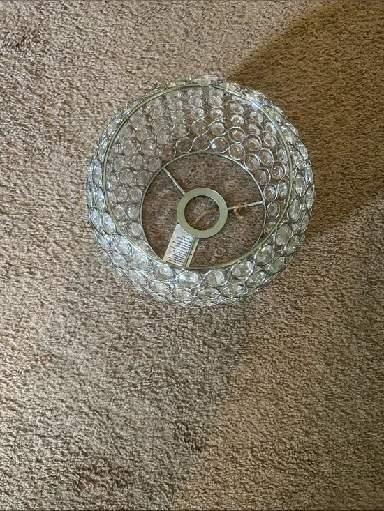 Crystal Glass Drum Shade Ceiling Light - Clear