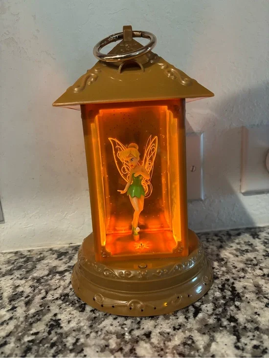 Disney Gold-Tone Tinker Bell Lantern with Green Outfit