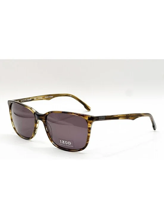 Izod IZ 784 Khaki Horn Rectangle Authentic Sunglasses 57-17-145