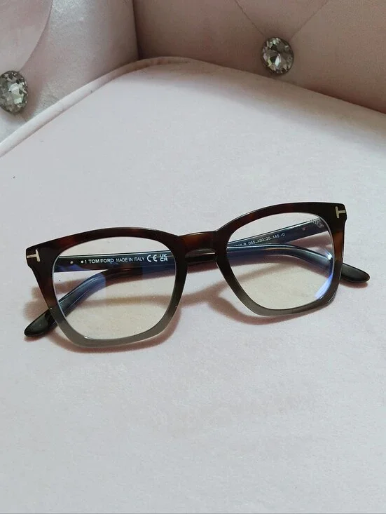 Tom Ford Tortoiseshell Dark‎ Brown Square-Frame Glasses TF5736-B