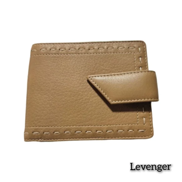 Levenger - Genuine Leather Bifold Wallet with Zippered Pocket for Change