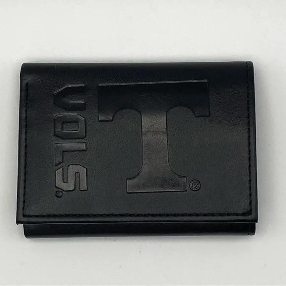 Men's Embossed Black Leather Trifold Wallet Univ of TN College Fan Classic NWOT
