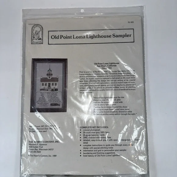 VTG Lighthouse Cross Stitch‎ Kit, Old Point Loma Lighthouse in San Diego, CA