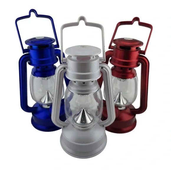 Smart‎ Home 15 LED Metallic Lantern 3 PC Set Red Blue Blue Patriot Outdoor Light