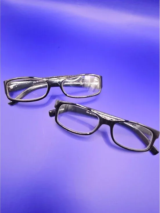 Pair of Black Rectangular Reading Glasses with +1.25 and +1.75 Magnification