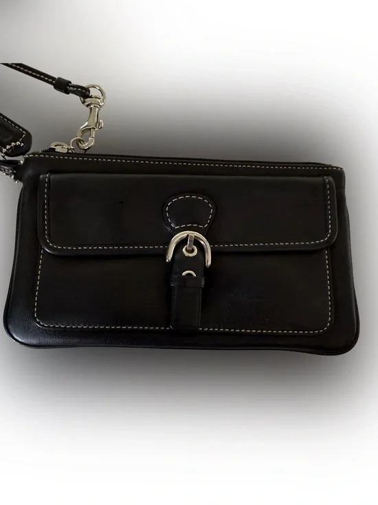 Vtg Coach Bleecker Black Leather Clutch Wristlet Wallet Silver Hdwr. Pristine!!