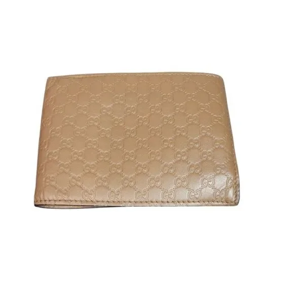 Gucci Microguccissima Men's Brown Leather GG Bifold Coin Wallet 292534