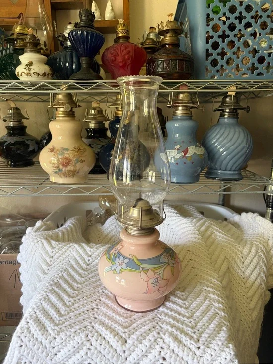 Vintage Kadaan Pink Oil Lamp - Decorative Home Accent
