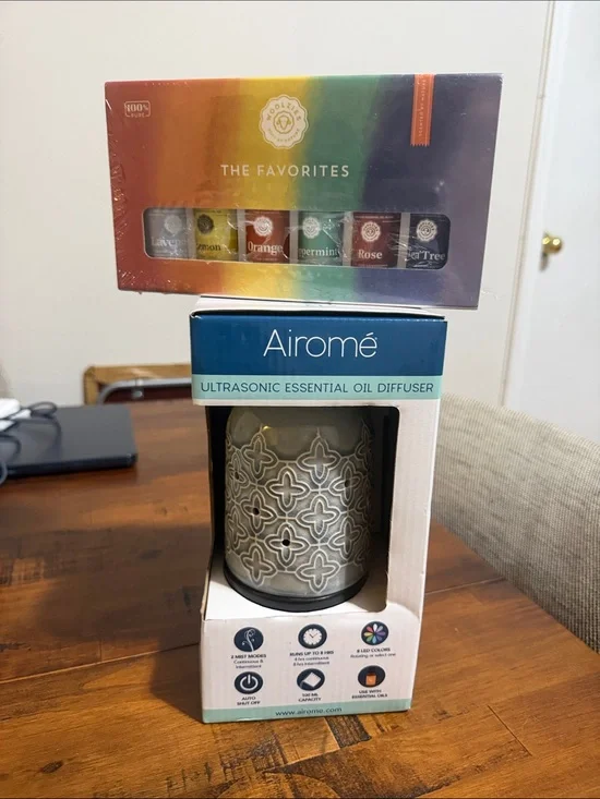 Ultrasonic Essential Oil Diffuser in Gray together with oils