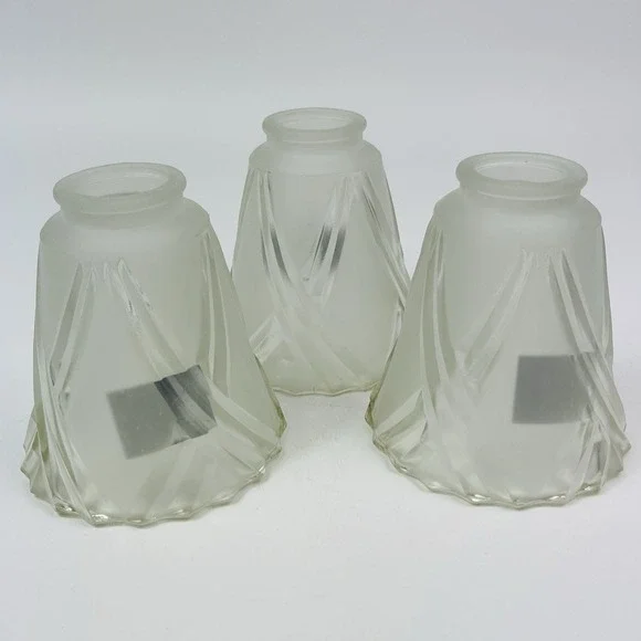 Set of 3 Light Shades Clear Frosted Glass 2 1/4 Ceiling Fan Chandelier Wall Scon