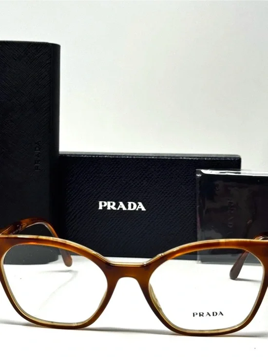NEW PRADA VPRO9U 54-18-140 Havanastriped White  Eyeglasses Unisex AUTHENTIC