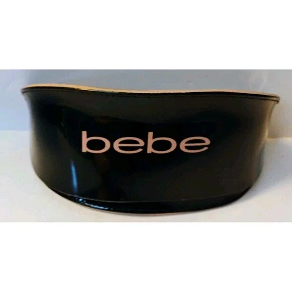 Bebe Black Patent Clamshell Sunglasses Case Soft Eyeglass Pouch Pink Logo Velvet