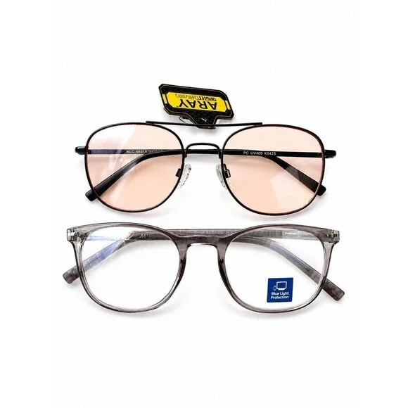 2 Pair Women’s Blue Light & Night Driving Glasses Aviator Computer Eyewear Set