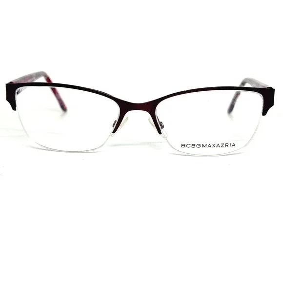 BCBG Maxazria Cat Eye Half Rim Frame Eyeglasses Kana‎ Wine 53 17 135 H13468