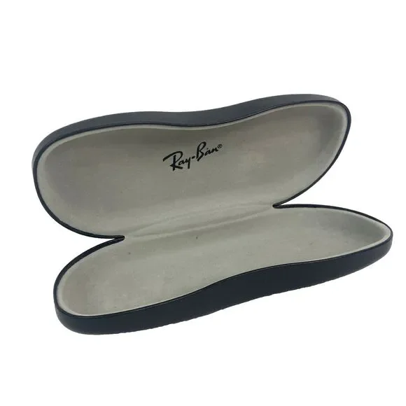 Ray-Bans Glasses/Sunglasses Hard Case - Black Leather - Suede Gray Lining