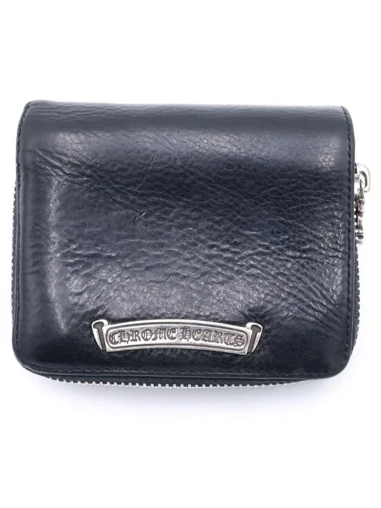 Chrome Hearts SQ Zip Bill Square Zip Leather Wallet Black