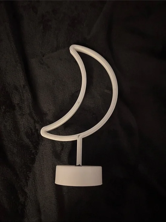 Moon Shaped Neon-Style Table Lamp in White