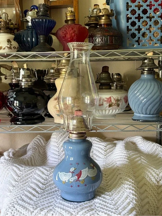 Vintage Kadaan Blue Goose Oil Lamp - Home Accents