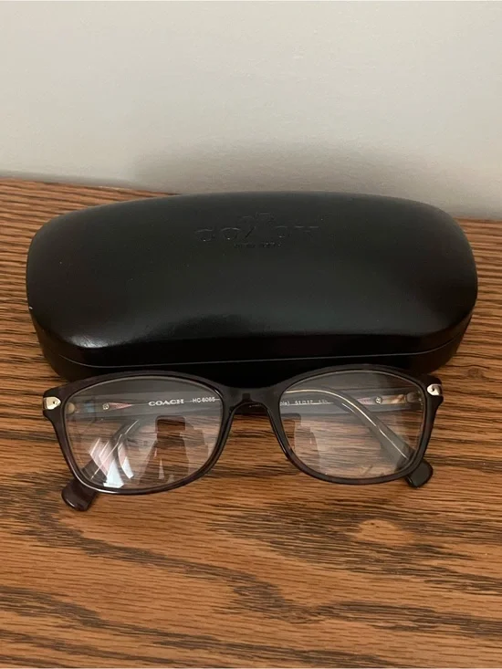 Coach Black and Silver Rectangle Eyewear