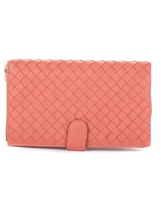 Bottega Veneta Continental Wallet Blush Pinkintrecciato Calfskin Leathera