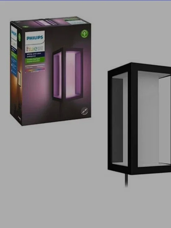 Philips Black Outdoor Hue Wall Lantern with Purple Lighting