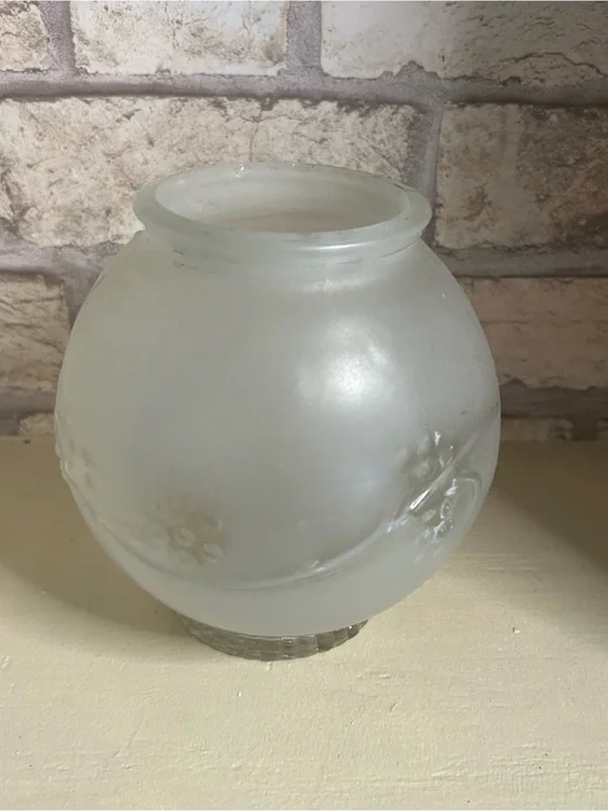 Frosted White Floral Globe Lantern Shade - Home Accent