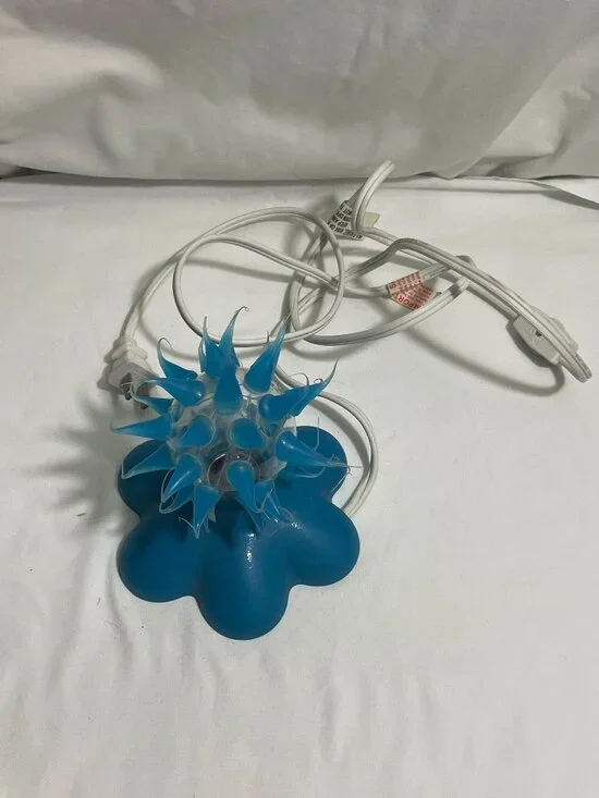 Blue Jelly Spike Table Lamp Accent Light w/ Dimmer Regular Yellow Bulb Works