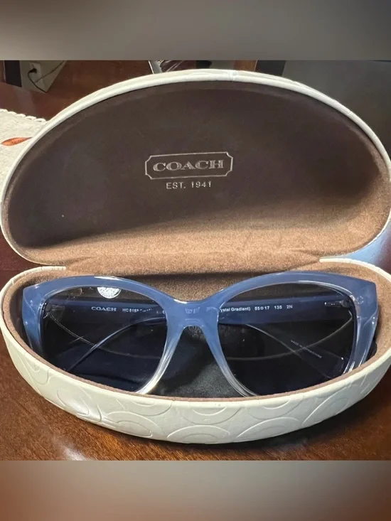COACH Women's Blue Gradient Sunglasses with Dark Lenses