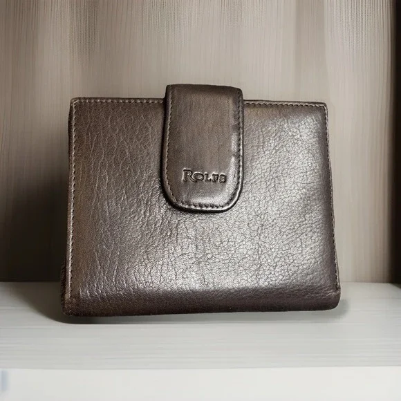 Vintage Men Rolfs Cowhide Leather Bifold Wallet Brown Coin Purse Snap 4.25x5.25