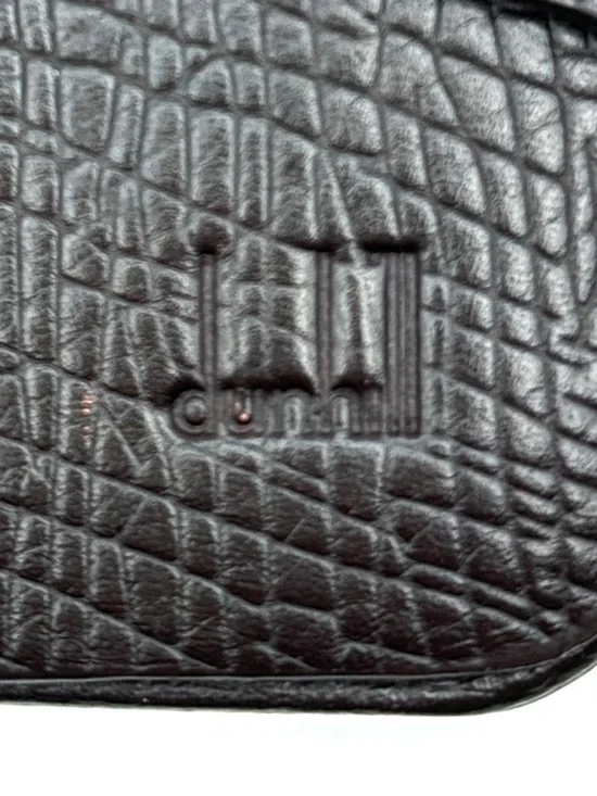 Dunhill Brown Textured Grained Leather Compact Strap Wallet