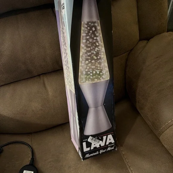 Original LAVA Lamp Silver Base Multi Glitter Swirl Motion 14.5