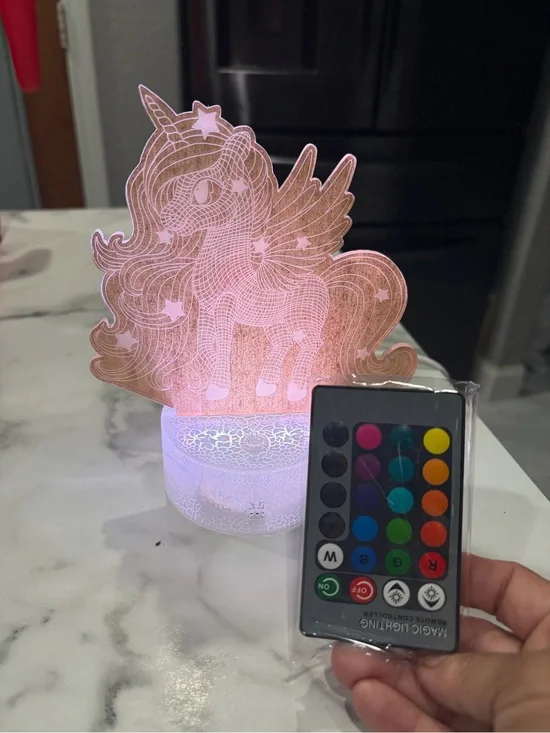 Unbranded Pink Unicorn LED Night Light with Remote