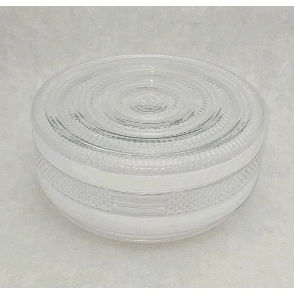 MCM Round Clear White Diamond Glass Flush Mount Ceiling Light Shade 7 7/8