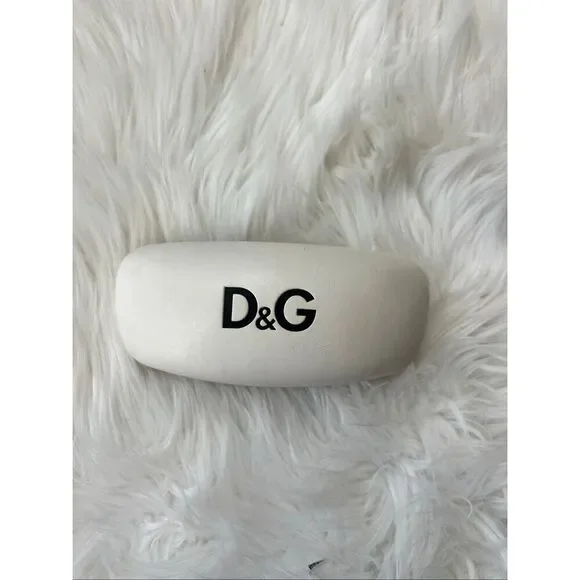 White Dolce Gabbana D&G Leather Hardshell Eyeglass Case 6.5