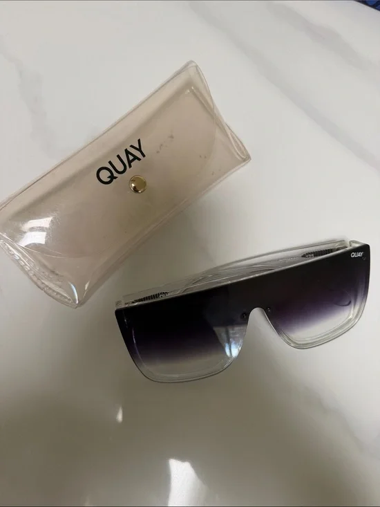 Quay Australia Oversized Shield Sunglasses in Black to Clear Gradient