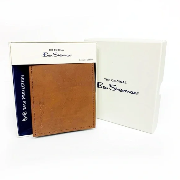Ben Sherman Tan Genuine Leather Bi-Fold Wallet
