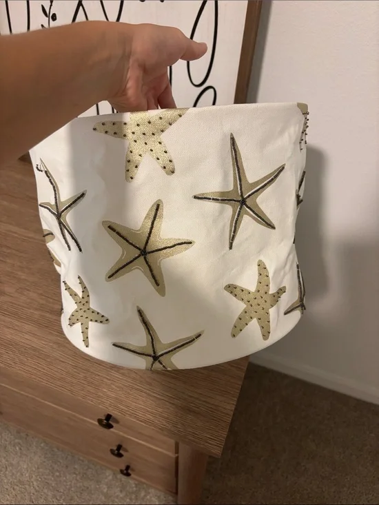 Decorative Starfish Canvas lamp shade - White and Gold