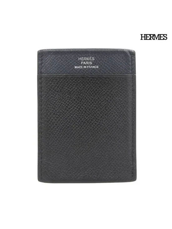 Hermes Mc2 Gama Epsom Bicolor Leather Card Case Black Navy